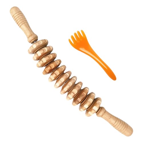 Faszienrolle und Massagegerät aus Holz - Faszienstab mit Griff für...