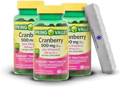 Unique Bundle Store Spring Valley, Cranberry Supplements for Women & Men, 500mg 60 Count Softgels, Dietary Supplement + 7 Day Pill Organizer Included (Pack of 3) Unique Bundle Store Spring Valley, Cranberry Supplements for Women & Men, 500mg 60 Count Softgels, Dietary Supplement + 7 Day Pill Organizer Included (Pack of 3)