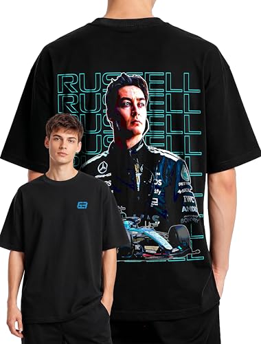 Image of Men's Cotton Oversized T-Shirt - Relaxed Fit Half Sleeve F1 Graphic Print Tee for Streetwear & Casual Outings - Black