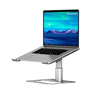 SOUNDANCE Adjustable Laptop Stand for Desk, Computer Stand, Ergonomic Laptop Riser Holder Compatible with 10 to 17.3 Inches Notebook PC Computer, Aluminum Silver