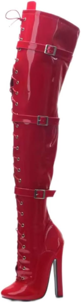 15cm High Heel Over-the-Knee Boots, Lace-Up Thigh High, Striptease Pole Dance, for Gothic, Party, Y2K, Nightlife