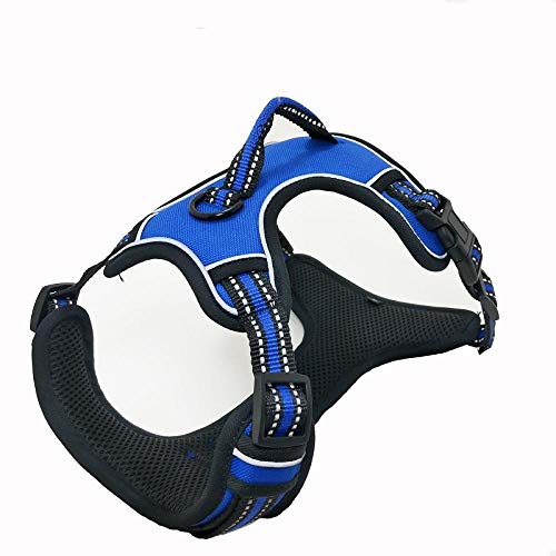 TYCHWZRMV(売店)犬が道具を引っ張る、 犬用牽引ロープ 引っ張らない犬用ハーネス 反射ペットベストハーネス 丈夫なハンドル付き 調節可能なストラップハーネス(Blue,M)