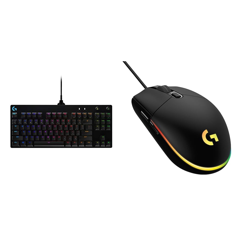 Logitech G PRO TKL Tastiera Gaming Meccanica, GX Blue Clicky Switch, LIGHTSYNC RGB & G203 LIGHTSYNC Mouse Gaming con Illuminazione RGB, Personalizzabile, 6 Pulsanti