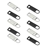 10-teiliges Reißverschluss-Reparatur-Set: Metall-Zipper-Pulls & Anhänger für Jacken, Koffer & Jeans. Einfache Montage, universell kompatibel mit Kleidung, Rucksäcken & Geldbörsen (silber & schwarz)