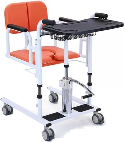 Silla elevadora para pacientes, asiento dividido de 180°, altura y ancho ajustables, silla de ruedas de transporte multifuncional con respaldo y orinal, portátil para asistencia a personas mayores