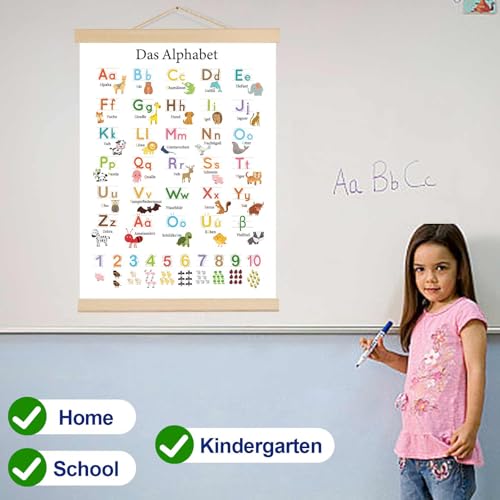 Maxmoc ABC Poster für Kinder 30x40 cm, Alphabet Zahlen Buchstaben Poster, Lernposter Grundschule für Kinderzimmer Wanddeko, Kindergarten, Vorschule