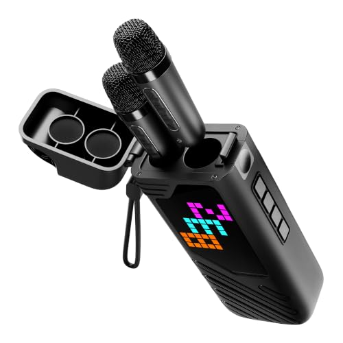 Image of Zebronics Music Bomb X50 Bluetooth Speaker, 20W RMS, Up to 7h Playback, 4000mAh, Dual Wireless Mics + Holder, Karaoke & Voice Changer, 17 Animations LED Pixel Display, BT v5.3, TWS, Type-C (Black)