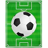YISUMEI Decke 150x200 cm Kuscheldecken Sanft Flanell Weich Fleecedecke Bettüberwurf Fußball Grün Fußballplatz