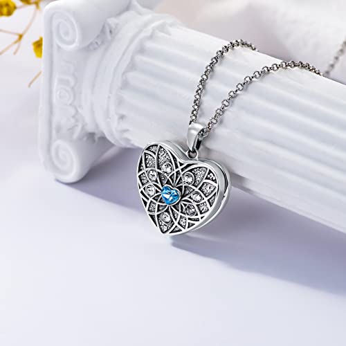 Shusukue Lotus Locket Necklace That Holds Pictures Personalized Birthstone Heart Locket Necklace Boho Flower Pendant Necklace 925 Sterling Silver Mother’s Day Jewelry Gift For Women Girls #TOP2