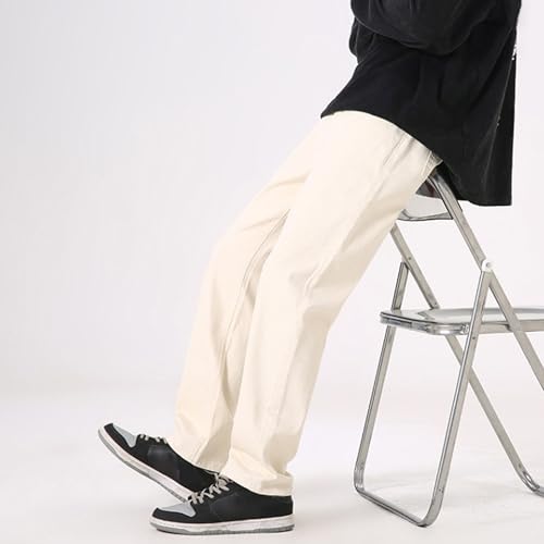 Men's Non - Stretch Regular Fit Jeans Baggy Straight Leg Relaxed Fit Denim Joggers Hip Hop Trousers with Pockets4