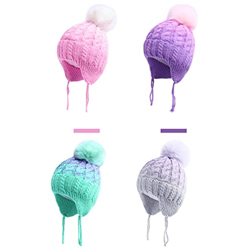 Chuangli Toddler Boys Girls Winter Hat Baby Kids Ear Flap Beanie Hat Warm Fleece Knit Beanie For Kids Fur Pom Hat #TOP5