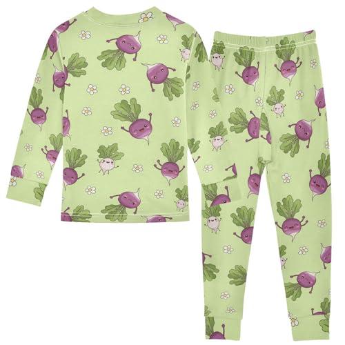 Pajama Sets Long Sleeve Cute Turnip Pattern Prints Soft Comfy Sleepwear 2 Piece PJS 3-8T3