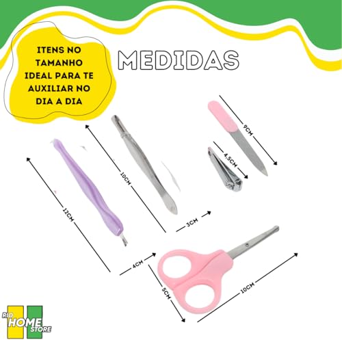 Conjunto De Manicure Completo Aço Masculino Feminino 5 Peças Viagem Pinça Tesoura Cortador Unha (Ros