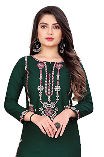 Image of Women's Rayon Embroidered Straight Kurti Under 499 Designer Attractive Look Women's Kurta