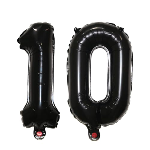 Image of Number 10 Balloon Foil Mylar Balloons for Birthday Party Decoration (Black, 16 Inch)