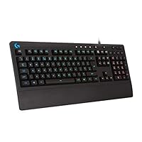 Logitech G213 Prodigy Gaming-Tastatur, RGB-Beleuchtung, Programmierbare G-Tasten, Multi-Media Bedienelemente, Integrierte Handballenauflage, Spritzwassergeschützt, US QWERTY-Layout - Schwarz