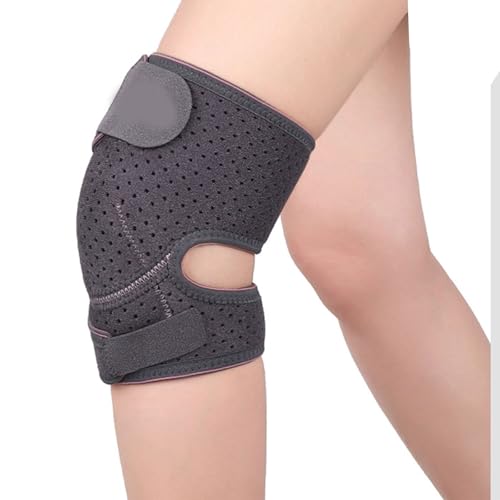 NONGYU Rodillera portátil perforada de compresión con correa ajustable, cinturón de protección de rodilla reforzado con correa