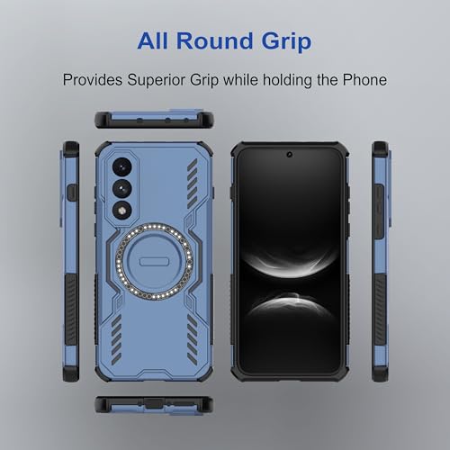 Image of amazon basics Back Case Cover for Vivo V70 FE | Magnetic Case with Built-in Metal Ring | Supports MagSafe Charger, Wallet & Car Mount | Shockproof Hybrid PC + TPU | Blue