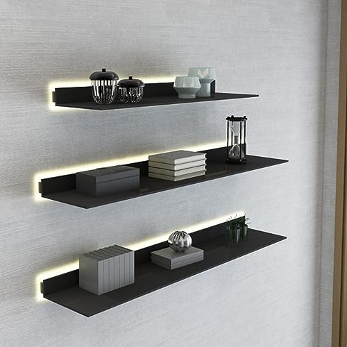 Étagères lumineuses pour manque de place étagère murale noire LED