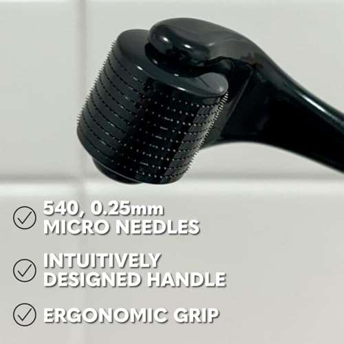 Image of Beard Club Derma Roller & Beard Growth Oil - Microneedling Roller with 540 Titanium Coated Microneedles & Cedar, Sandalwood Beard Oil