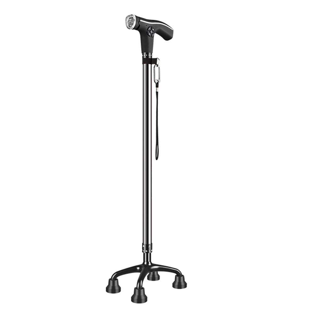 BJH Bastón con luz LED Función de Radio portátil Carga USB Muleta para Caminar 5 Bastón para Caminar de Altura Ajustable para Hombres Mujeres Personas Mayores discapacitadas y ancianas Interesting