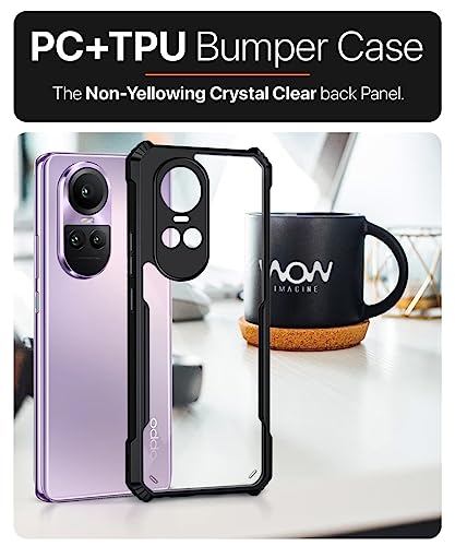 Image of WOW IMAGINE Shock Proof Clear Protective Back Case for Oppo Reno 10 | Reno 10 Pro 5G - AirEDGE Technology | 360 Degree Camera Protection | Transparent Hybrid Back Case Mobile Cover - Black