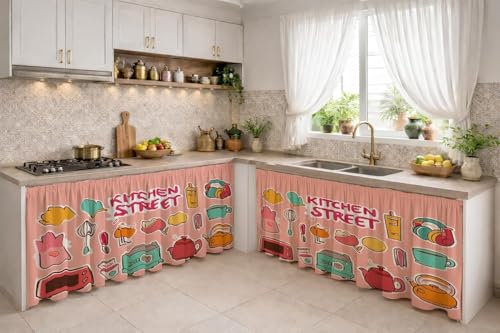 Image of Barebeauty Premium Printed Kitchen Sink Curtain | Kitchen Under Sink Curtain | Decorative Cabinet Cover | Washable & Dustproof | Modern Curtain (3, Design-8)