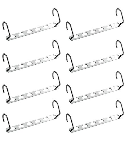 ipow 8 Set Metall Raumsparbügel platzsparende Kleiderbügel Kleiderbügelhalter Kleiderhaken - Magic Kleiderbügel Garderobe Organizer -verchromt/silbern