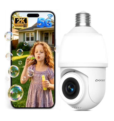 CiKiKWXO 2K Telecamera Lampadina WiFi Esterno per E27 Portalampada