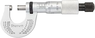 Starrett Outside Micrometer with One-Piece Spindle, Satin Chrome Finish and Advanced Sleeve Design - Quick and Easy Adjustment, 0-1/2