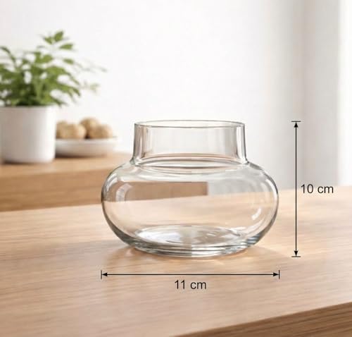 Image of Glass pots for Two Layer Lucky Bamboo or Money Plant - Transperant Clear Glass Bowl Round Shape Pot Planter (Bamboo Pot, 1)