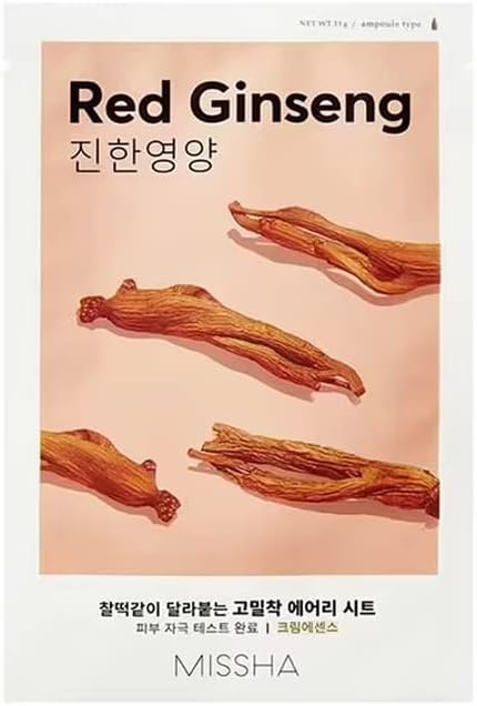 MISSHA Kırmızı Ginseng Özlü Canlı Görünüm Sağlayan Yaprak Maske (1AD) Airy Fit Sheet Mask Red Ginseng