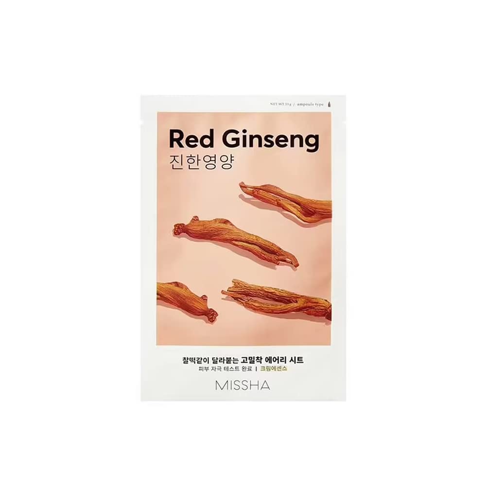 MISSHA Kırmızı Ginseng Özlü Canlı Görünüm Sağlayan Yaprak Maske (1AD) Airy Fit Sheet Mask Red Ginseng