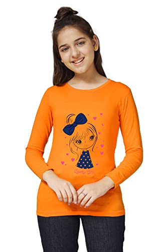 Image of KYDA KIDS 100% Cotton Girls Full Sleeve Printed T-Shirt,Regular fit Round Neck Tops