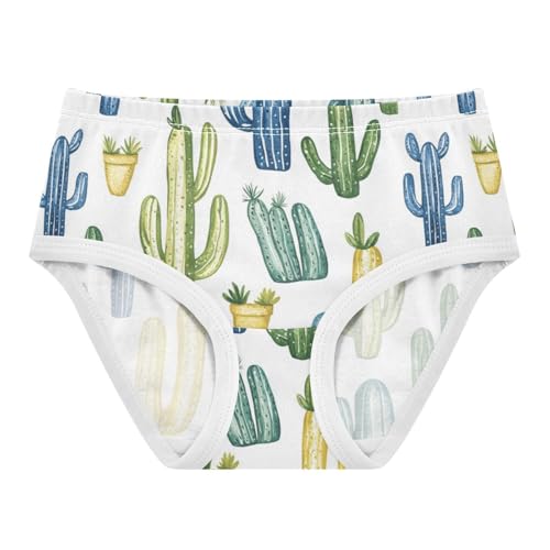 ZZKKO Blue Green Cacti Girls Underwear Toddler Panties for Girls Comfort Brief Size 2-8T
