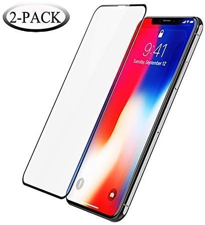 [2 Packs] Screen Protector Compatible for iPhone X, Tempered Glass Screen Protector, 3D Full Frame Curved Edge, 9H Hardness, Easy Installation, Case Friendly for Iphonex