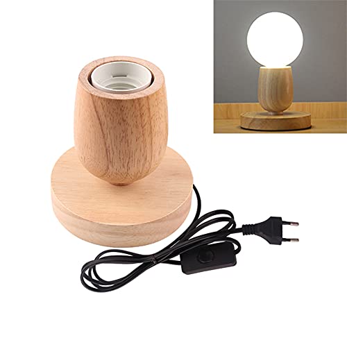 Mengjay Trade Lampe de table moderne E27 Lampe de bureau en bois Lampe de chevet pour decoration de maison/chambre a coucher/salon Base en bois (D)