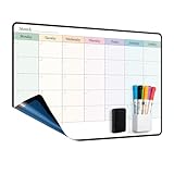 MCCORL Whiteboard Calendar for Fridge and Wall, Weekly/Monthly Planner, Self Adhesive (Stick on Any Smooth Surface) Perfect as Family Chores Chart,Reminder and Memo Board, Dry wipeable