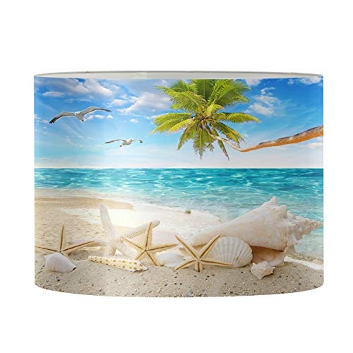 BIGCARJOB Lampenschirm mit hawaiianischem Strand-Aufdruck, zylinderförmig, Spinne Lampenschirm, mittelgroß, keine Lampe im Lieferumfang enthalten Cover