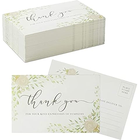 Sympathy Thank You Postcards, Blank, 100 Pack Cover