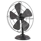 Deco 79 Rustic Non-Functional Metal Old Fan Table Decor, One Size, Textured Black Finish