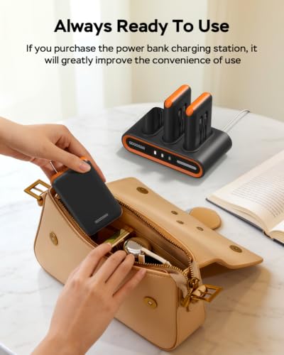 Image of GOODaaa Portable Charger, 10000mAh Power Bank Built in Cables, 3 Outputs 1 Inputs for All Mobile Devices Slim Charging Bank, Small Thin Phone Charger, Airline Approved Travel Slim Compact Battery Pack