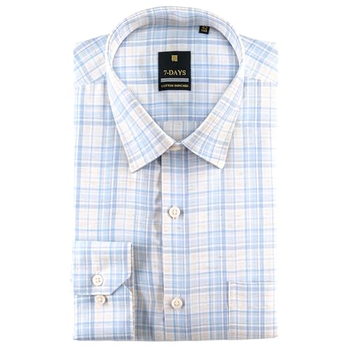 Image of 7-DAYS Men's Premium Checks Formal Shirt - Cotton Rich, Regular Fit, Full Sleeve, with Pocket, Wrinkle Resistant - Stylish Office & Everyday Wear.