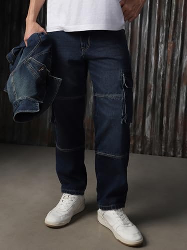 Image of High Star Men Cotton Washed Straight Fit Mid-Rise Regular Jeans