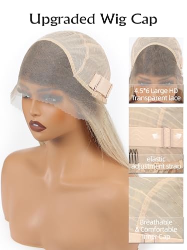 Image of 13 * 4 HD Glueless Human Hair Ombre Mixed Blonde Lace Front Wigs for White Women Straight Wig Pre Plucked 180% Density Transparent (16inch)