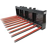 Titan 72' Tine Bucket Silage Rake Manure 39' Hay Bale Spears Skid Steer Loader