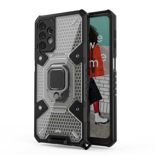 Image of Thermoplastic Polyurethane Tough Armor Bumper Back Case Cover For Samsung Galaxy A32 5G|Ring Holder & Kickstand In-Built|360 Degree Protection Back Case Cover For Samsung Galaxy A32 5G (Black)