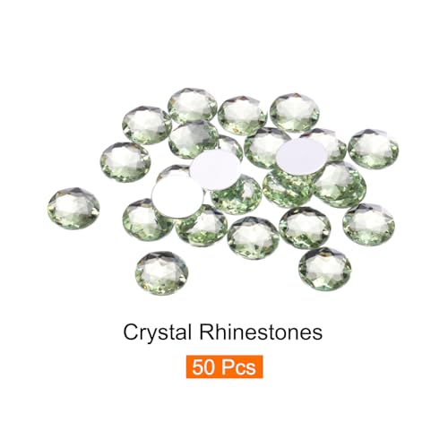 Image of MECCANIXITY Flat Back Round Acrylic Rhinestones,16mm Light Green Flatback Crystal Rhinestones for Crafts Clothes Shoes DIY Decoration Gifts 50Pcs
