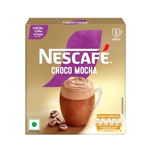 Image of Nescafe Choco Mocha | Cafe-like Coffee At Home |Coffee Premix | Just Add Hot Water | 125 G (5 Sachets x 25 G).