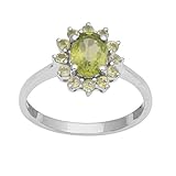Stein Form: oval und rund Shine Jewel - 925 Sterling-Silber Sterling-Silber 925 Oval and Round grün Péridot